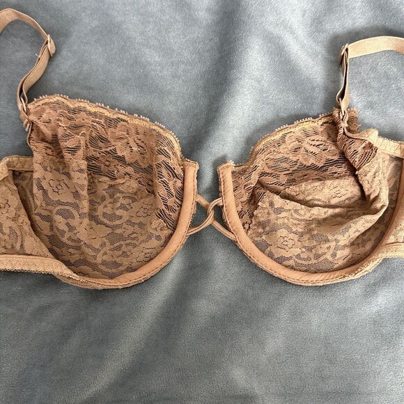 Vintage Fruit of the Loom Bra 36C Helenca Lace Sheer Brown Unlined 4425 - Picture 7 of 9